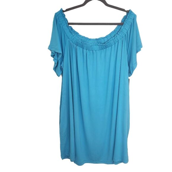 New York & Company Dresses & Skirts - New York & Co. Blue Off-The-Shoulder Dress NWT Size XXL Plus Size Blue Dress